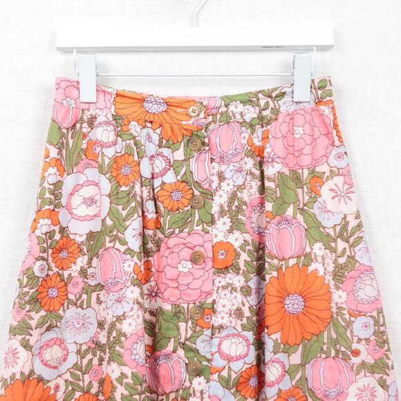 TALBOTS Climbing Floral Button Front Voile Full Midi Skirt Retro Tradwife Sz SP - Picture 3 of 8